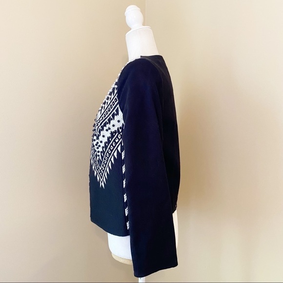 H&M Beaded Embroidered Crop Black & White Jacket - 6 - Picture 4 of 16